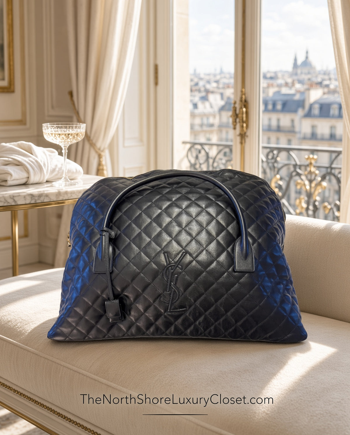 NWT Saint Laurent quilted calfskin leather ES Giant travel bag