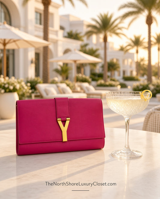 Saint Laurent Classic Y Ligne clutch in fuchsia pink leather