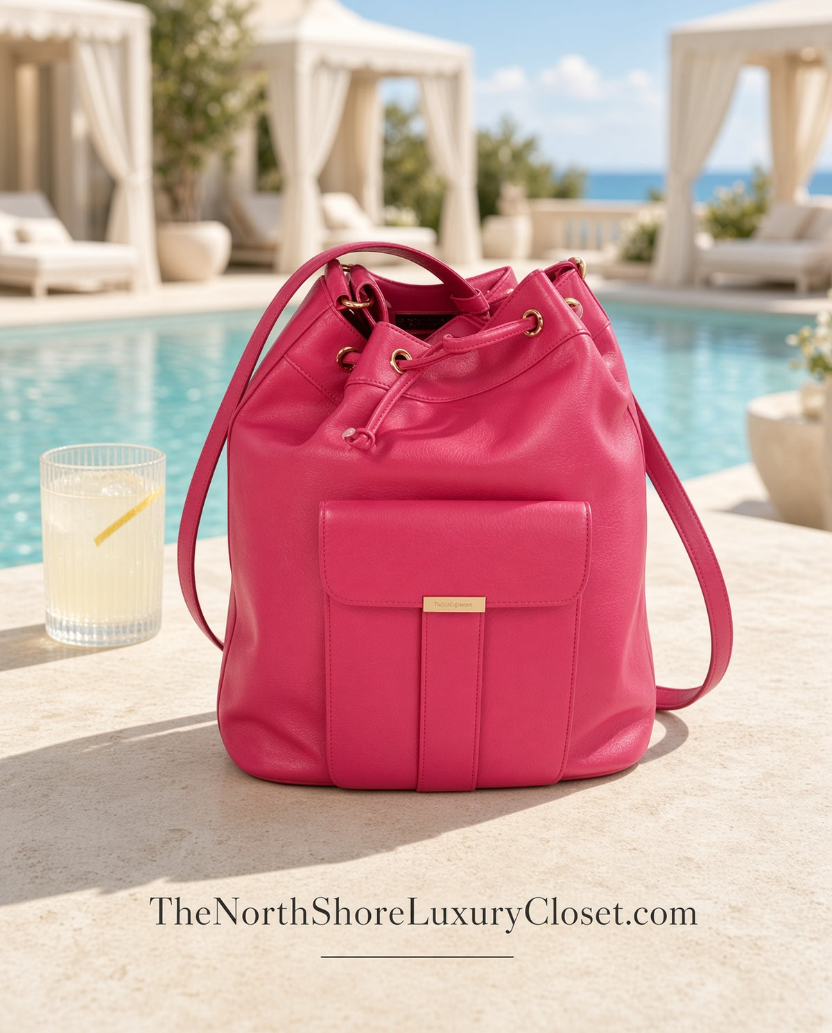 Vintage Yves Saint Laurent Leather Drawstring Shoulder Bag