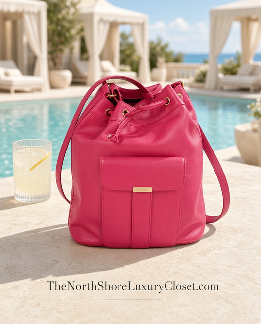 Vintage Yves Saint Laurent Leather Drawstring Shoulder Bag