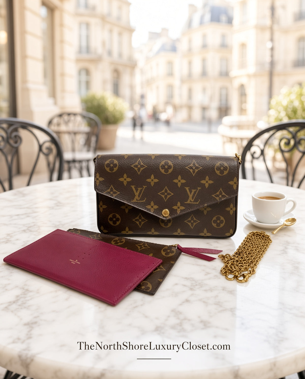 Louis Vuitton Monogram Pochette Chain Wallet / Crossbody – Excellent Condition