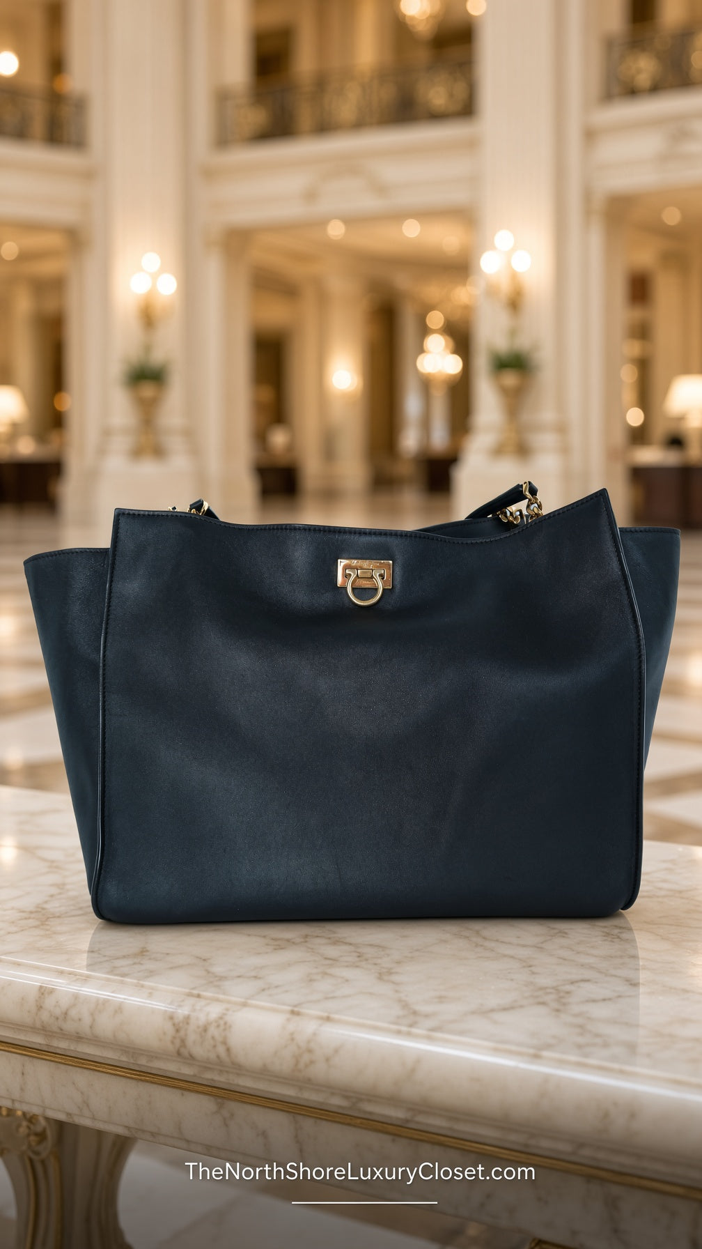 Salvatore Ferragamo Tote Black Bag with Pouch