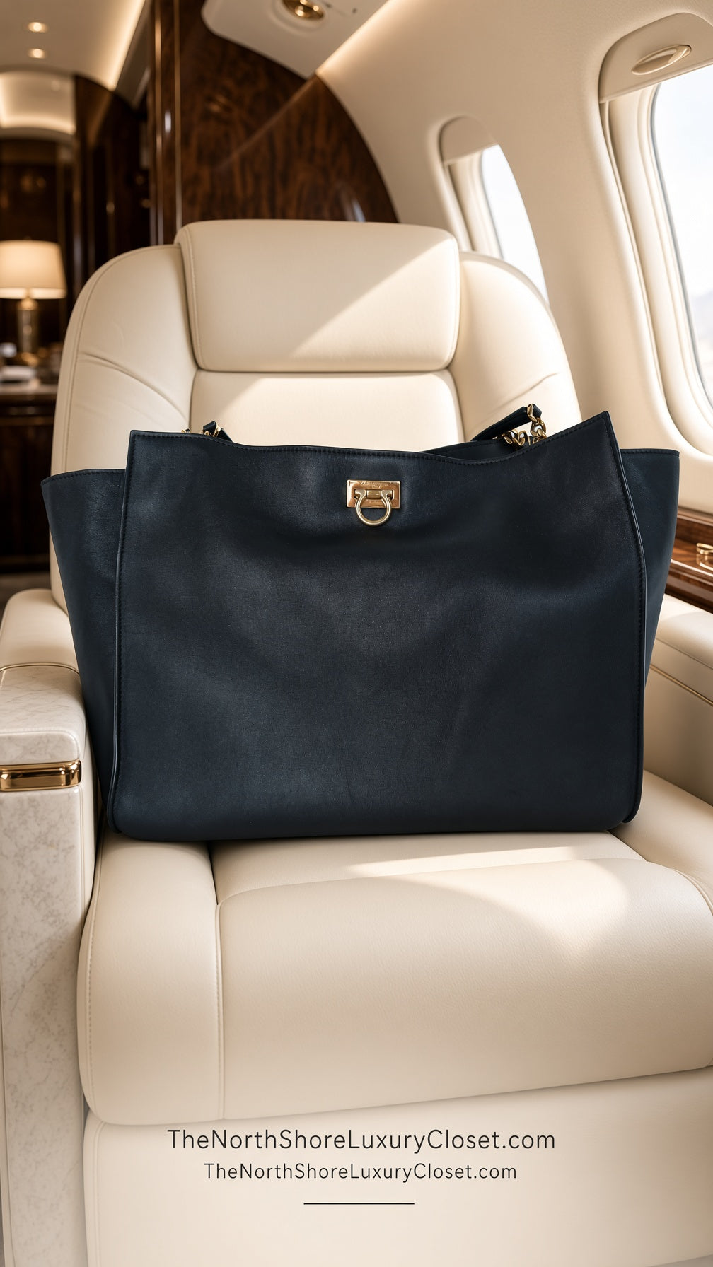 Salvatore Ferragamo Tote Black Bag with Pouch