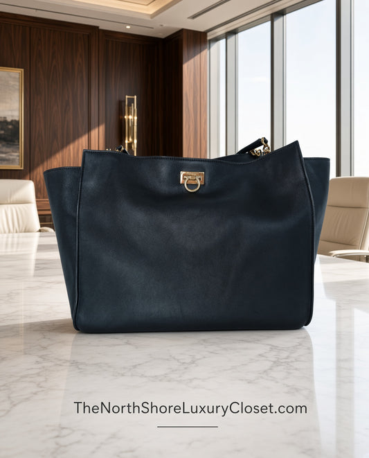 Salvatore Ferragamo Tote Black Bag with Pouch