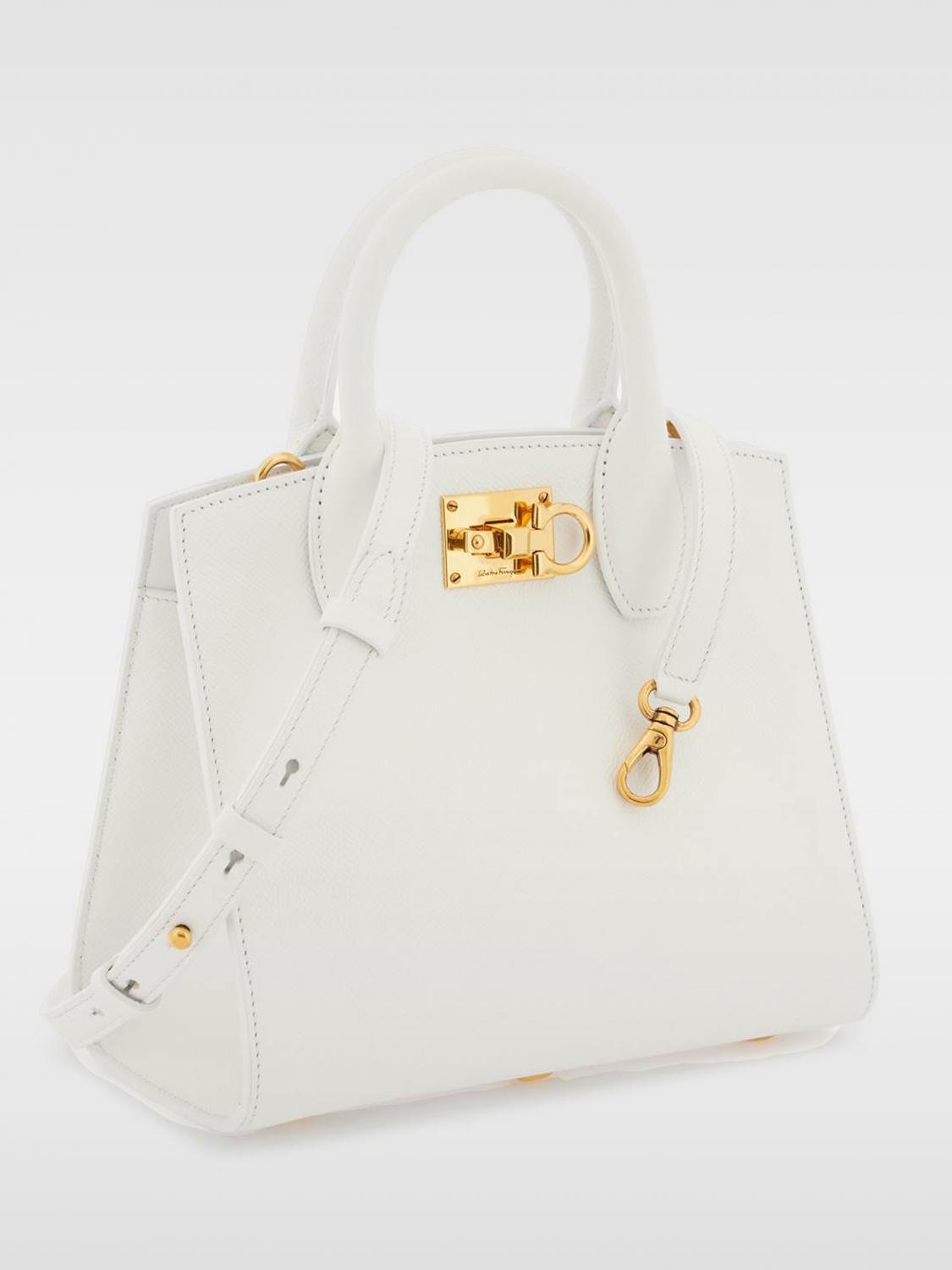 Ferragamo Studio Box White Mini Leather Top-Handle Bag - additional view 6