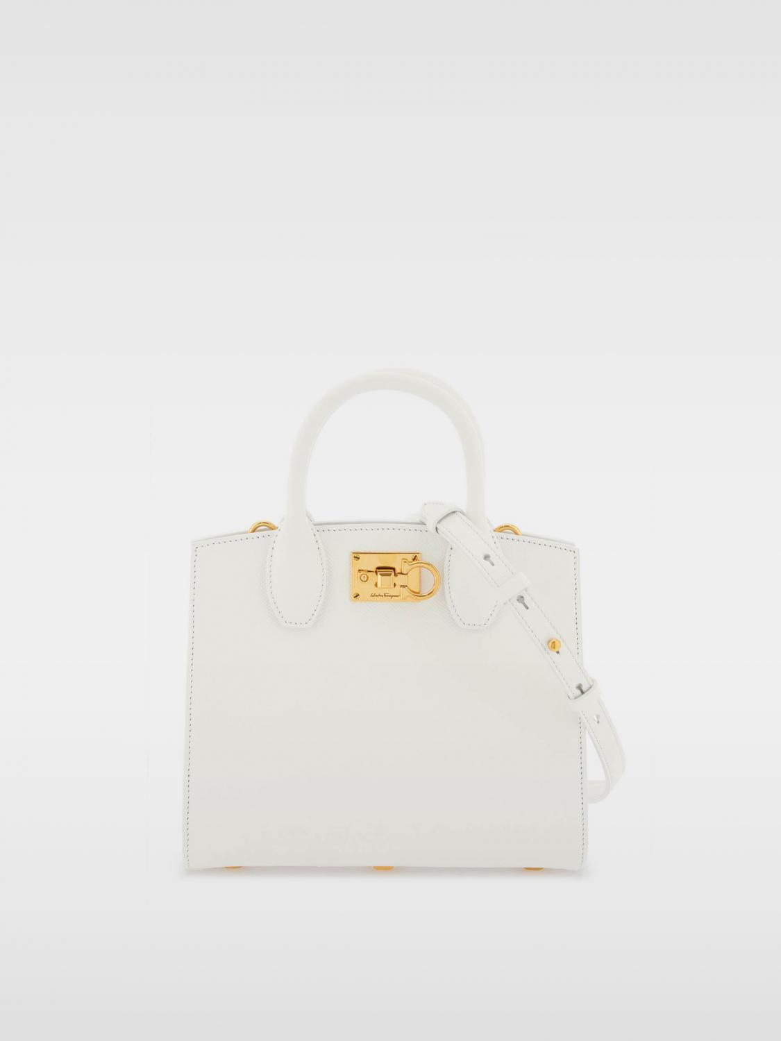 Ferragamo Studio Box White Mini Leather Top-Handle Bag - additional view 4