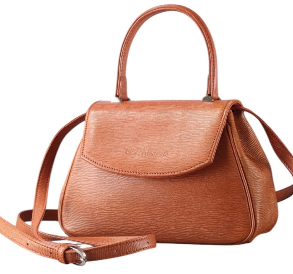 Vintage Gianni Versace 1990s Cognac Tan Top-Handle Leather Satchel Crossbody Bag