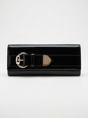 Gucci Black Patent Leather Romy Clutch