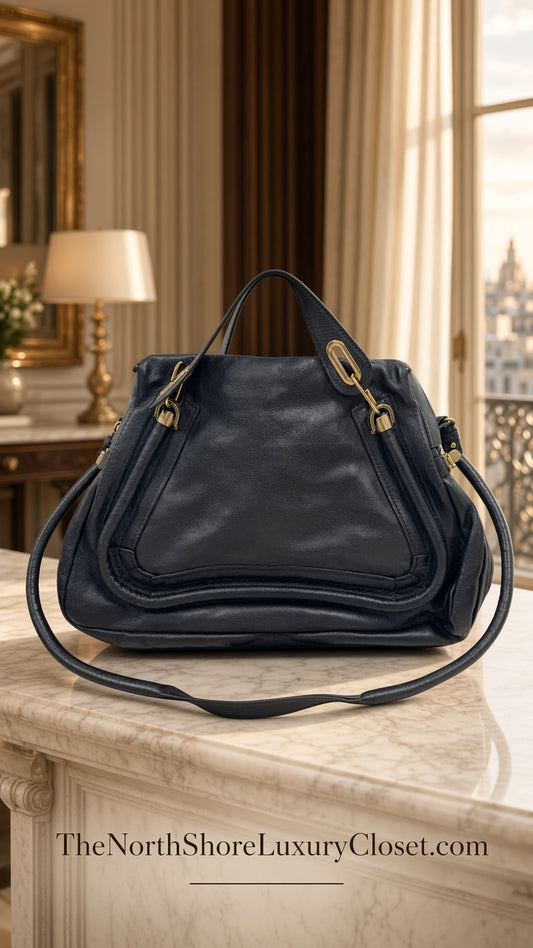 Chloé Paraty Leather Handbag – Black with Gold-Tone Hardware