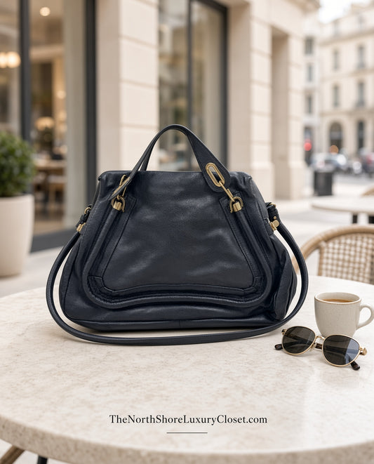 Chloe Paraty Leather Handbag – Black with Gold-Tone Hardware