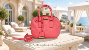 Burberry Textured Leather Convertible Bowling Satchel – Coral Pink