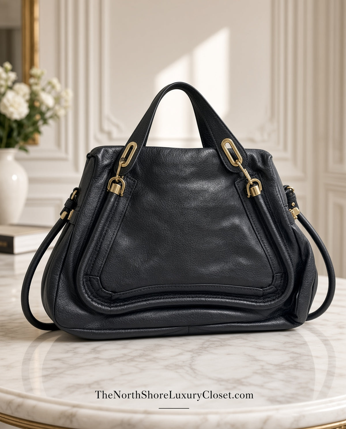 Chloe Paraty Leather Handbag – Black with Gold-Tone Hardware