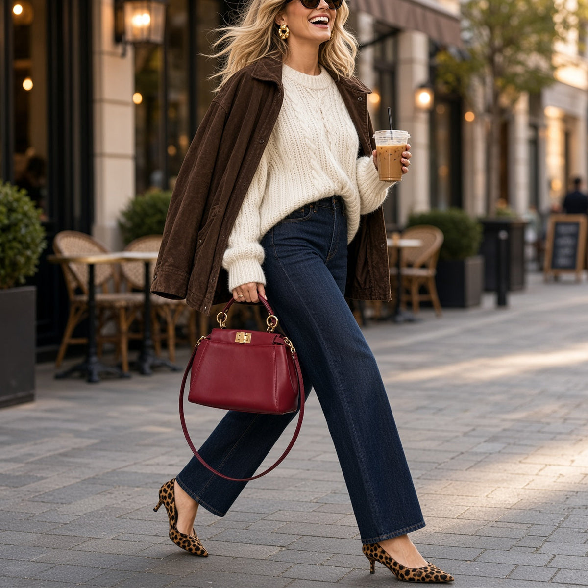 Fendi Dark Red Burgundy Leather Mini Peekaboo Top Handle Bag