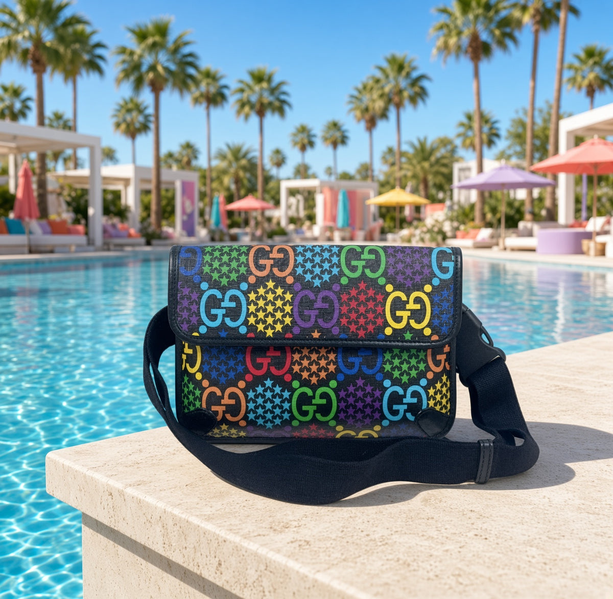 Gucci Psychedelic Print GG Coated Canvas Belt Bag