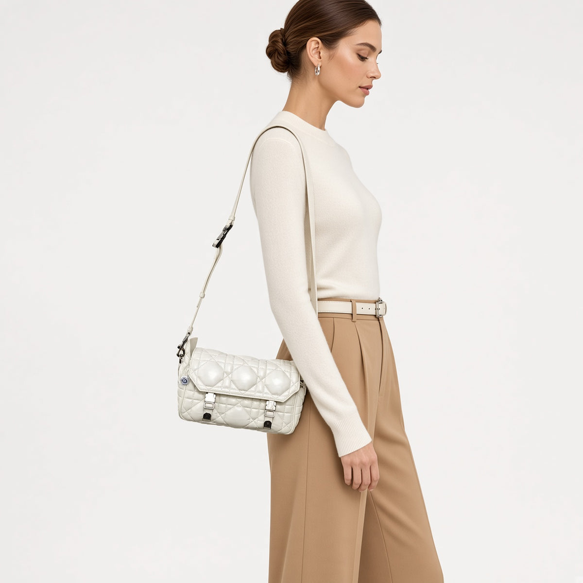 Christian Dior White Diorcamp Shoulder Bag