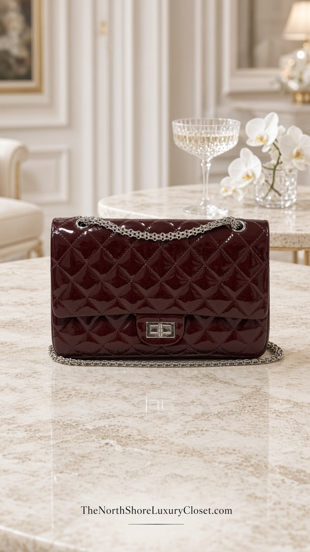 Chanel 2.55 Reissue Double-Flap Shoulder Bag – Burgundy Patent Leather