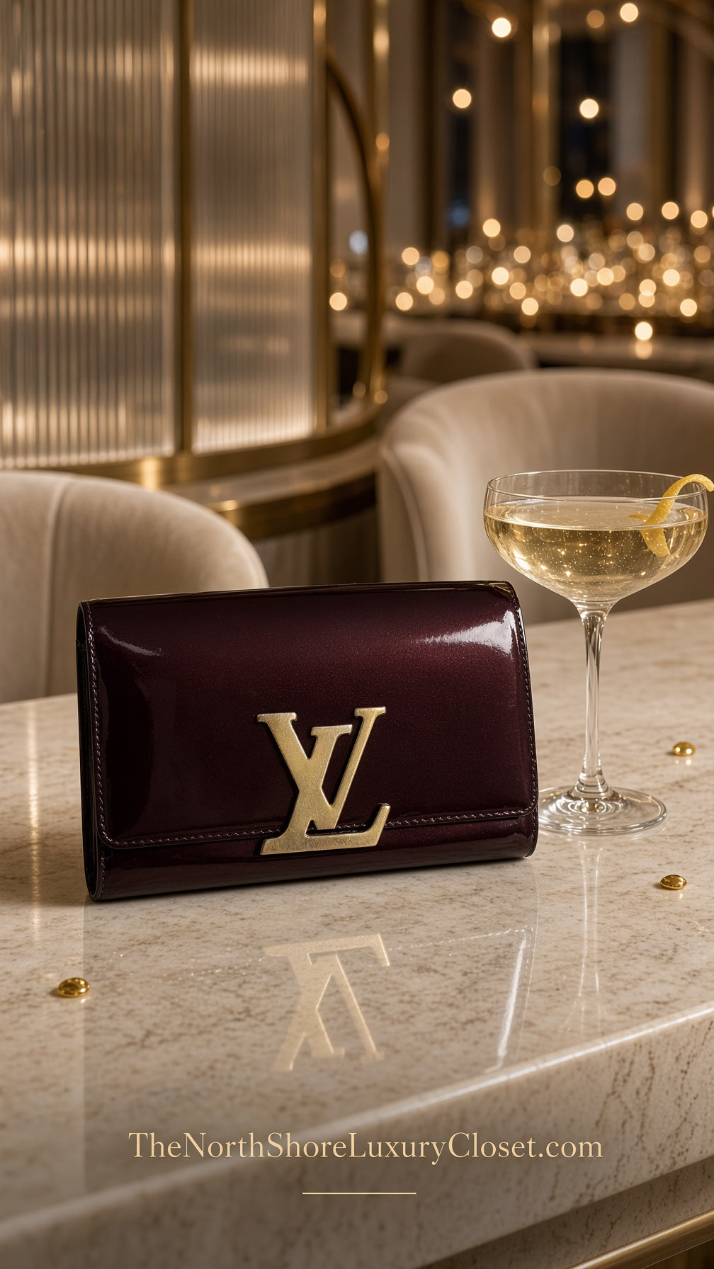 Louis Vuitton Amarante Vernis Louise Clutch Chain Bag