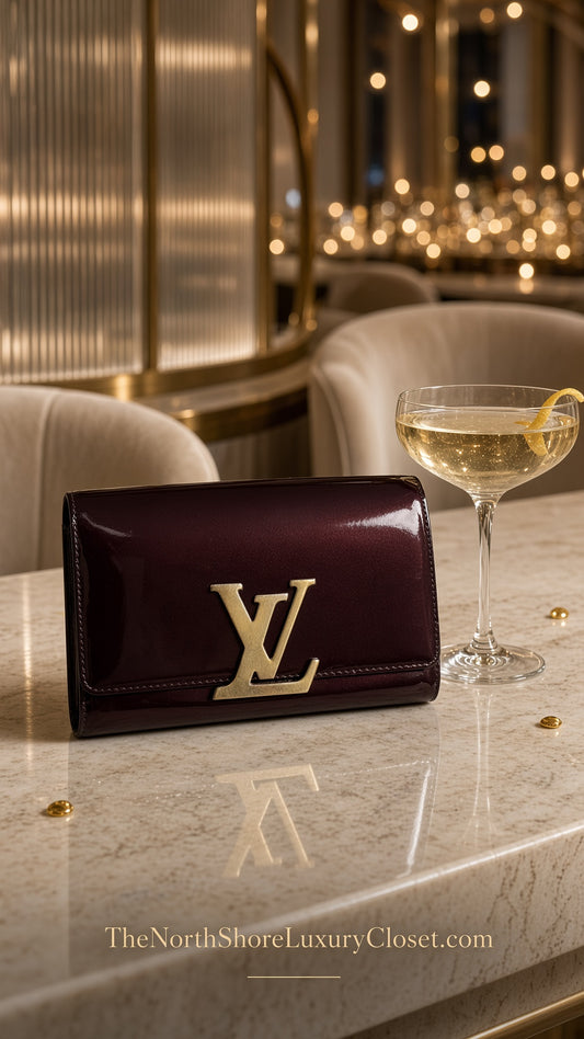 Louis Vuitton Amarante Vernis Louise Clutch Chain Bag