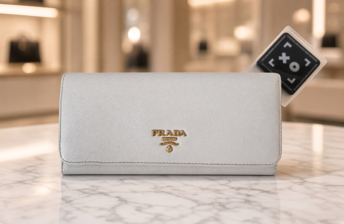 Prada Saffiano Continental Flap Wallet – White