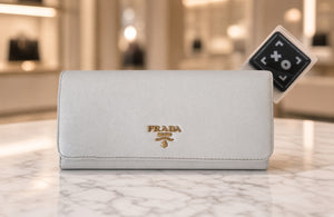 Prada Saffiano Continental Flap Wallet – White