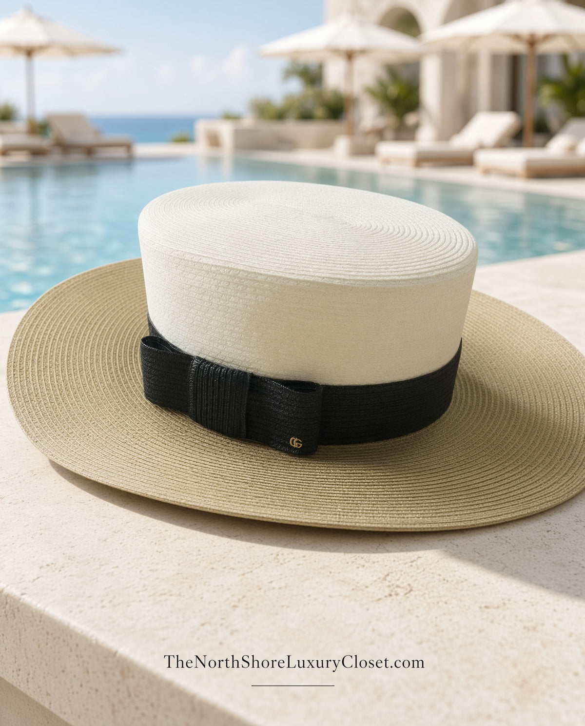 Gucci Two-Tone Straw Sun Beach Vacation Hat