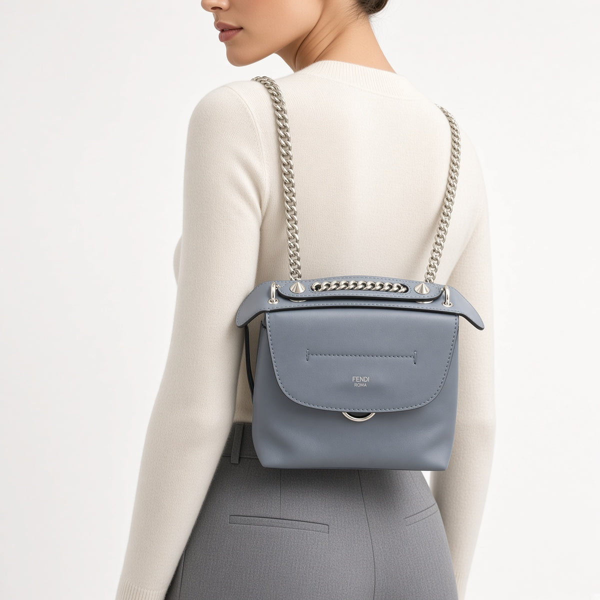 Fendi Back to School Convertible Crossbody to Mini Backpack - Pale Blue