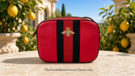 Gucci Webby Bee Leather Camera Bag