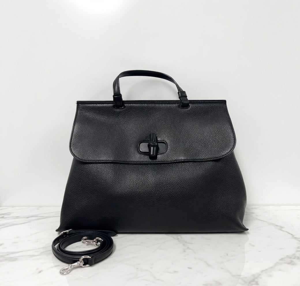 Gucci Cellarius Calfskin Large Bamboo Top Handle Bag
