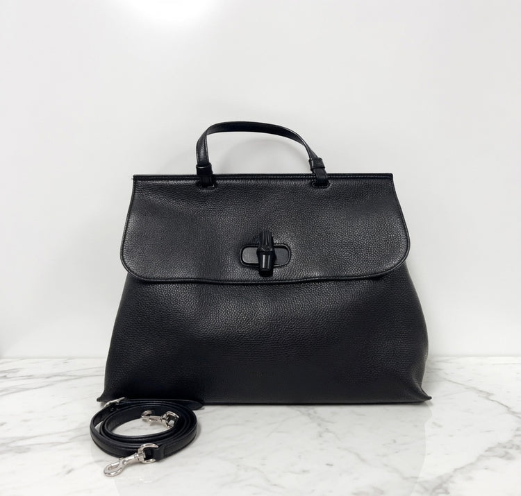 Gucci Cellarius Calfskin Large Bamboo Top Handle Bag