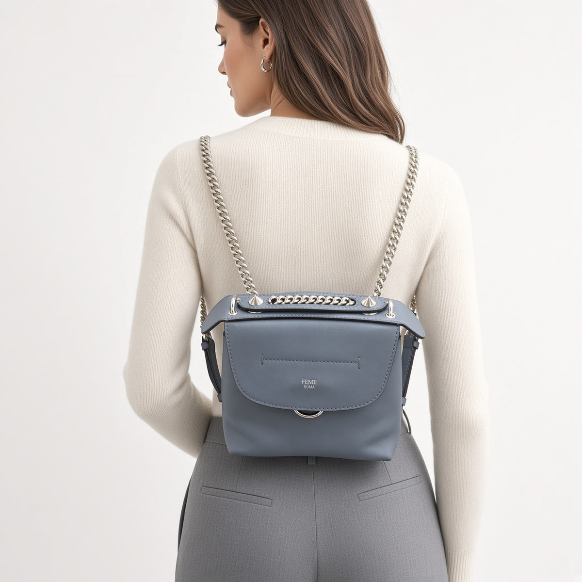 Fendi Back to School Convertible Crossbody to Mini Backpack - Pale Blue