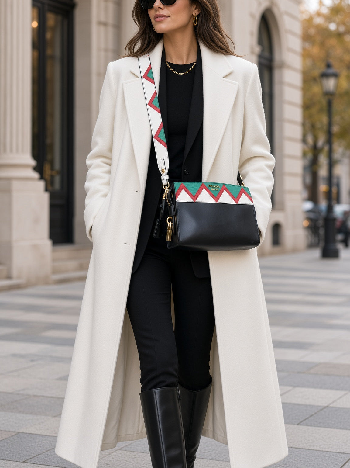 Prada Esplanade Greche Colorblock Leather Crossbody Bag