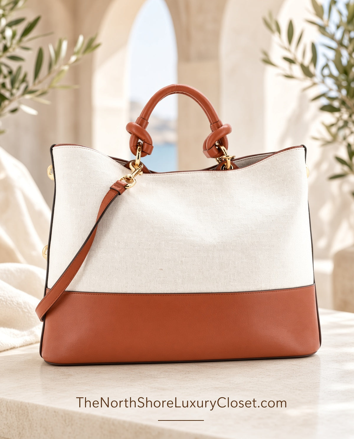 Salvatore Ferragamo Glam Tote Bag Canvas and Leather