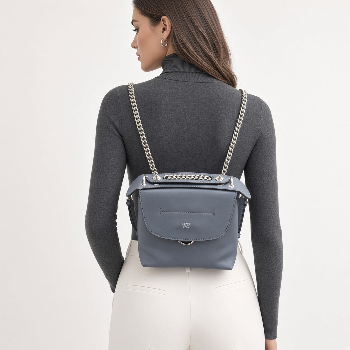 Fendi Back to School Convertible Crossbody to Mini Backpack - Pale Blue