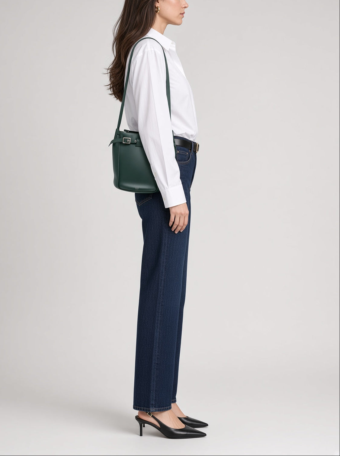Celine Big Bag Bucket Lambskin Leather Bag - Forest Green