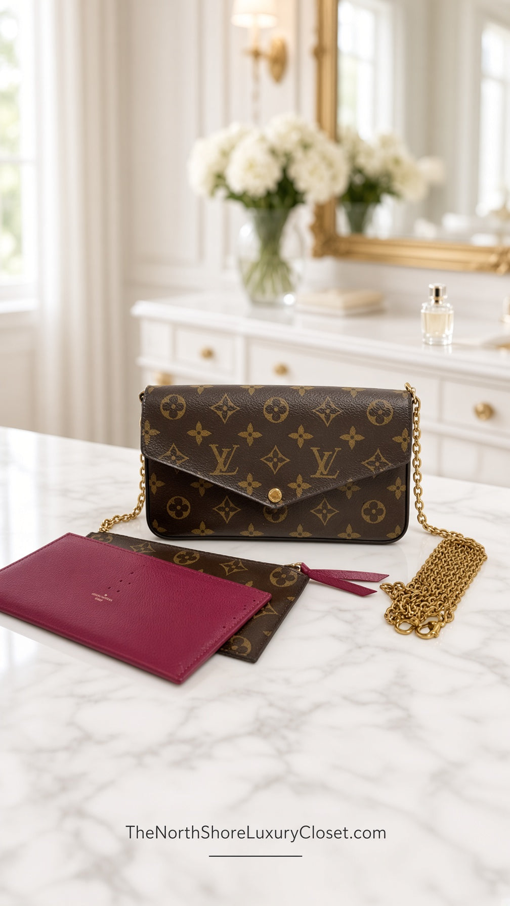 Louis Vuitton Monogram Pochette Chain Wallet / Crossbody – Excellent Condition