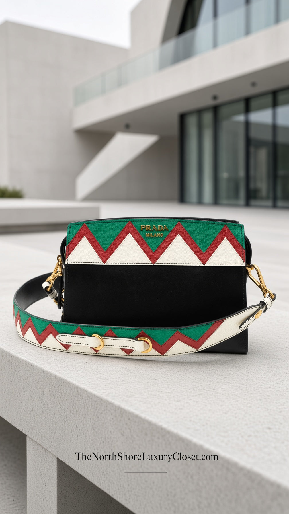Prada Esplanade Greche Colorblock Leather Crossbody Bag
