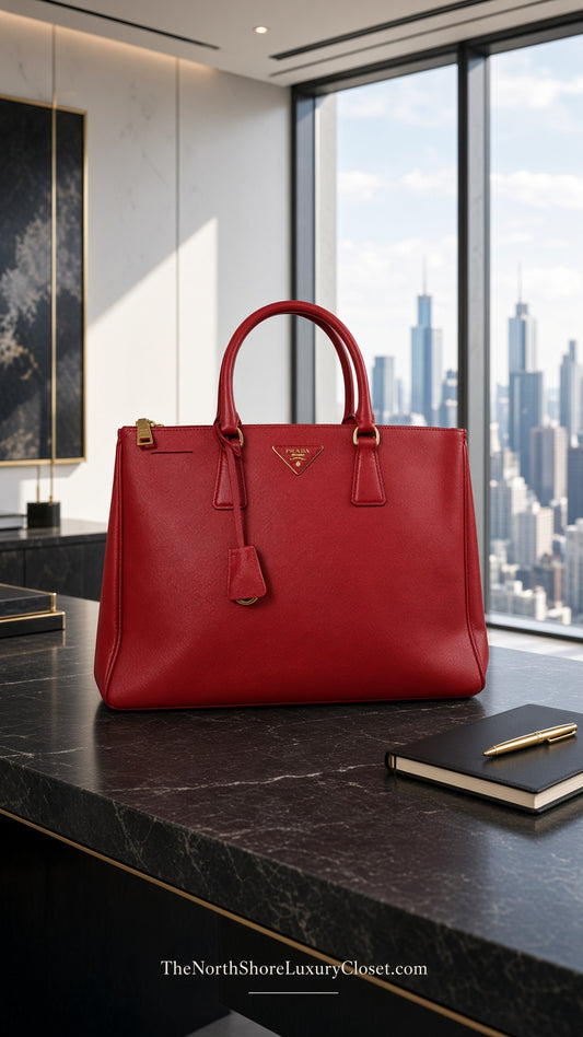 Prada Saffiano Lux Medium Tote Bag – Red