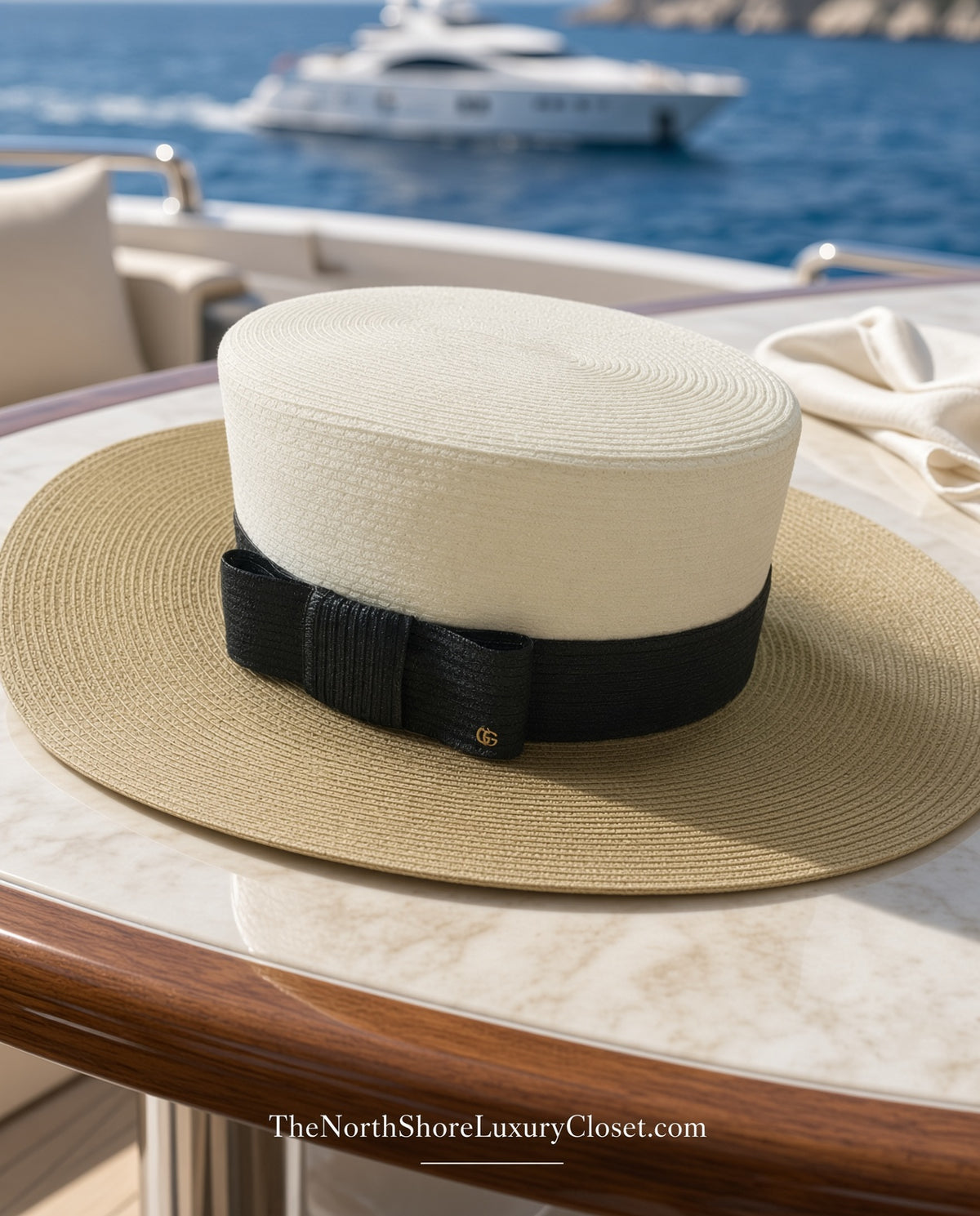 Gucci Two-Tone Straw Sun Beach Vacation Hat