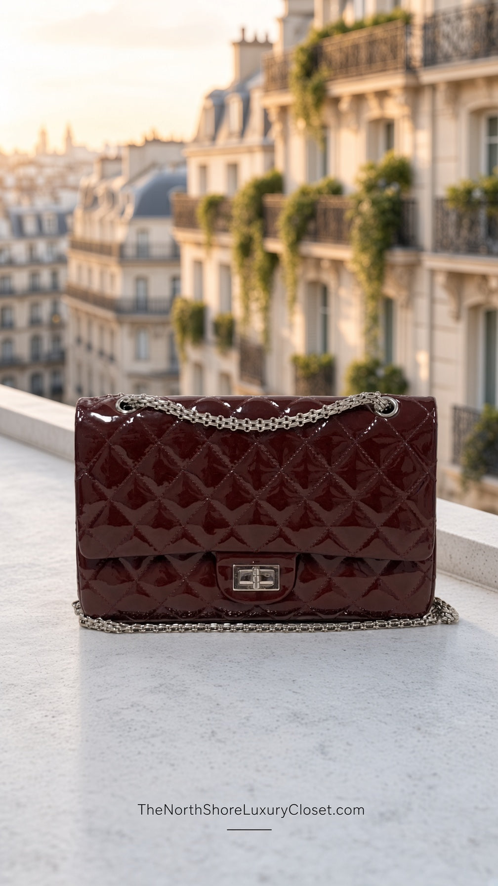 Chanel 2.55 Reissue Double-Flap Shoulder Bag – Burgundy Patent Leather