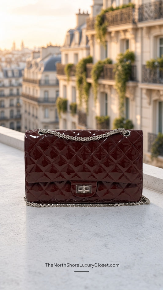 Chanel 2.55 Reissue Double-Flap Shoulder Bag – Burgundy Patent Leather