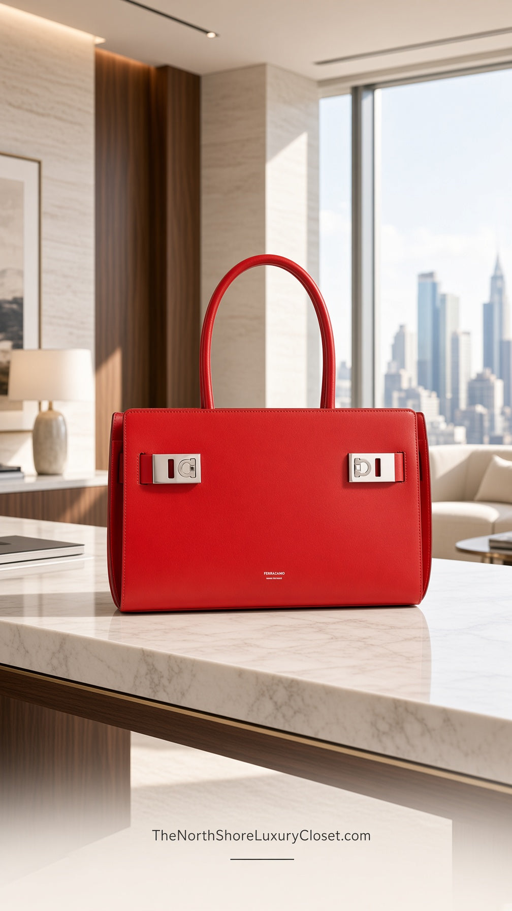 Salvatore Ferragamo RARE FIND Red East West Tote
