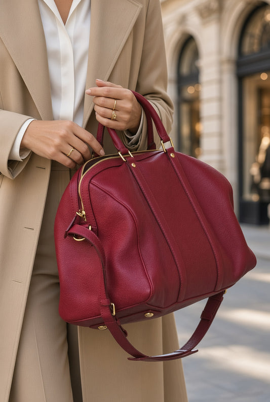 Louis Vuitton Sofia Coppola PM Boston Bag Burgundy Red Leather Collector's Item