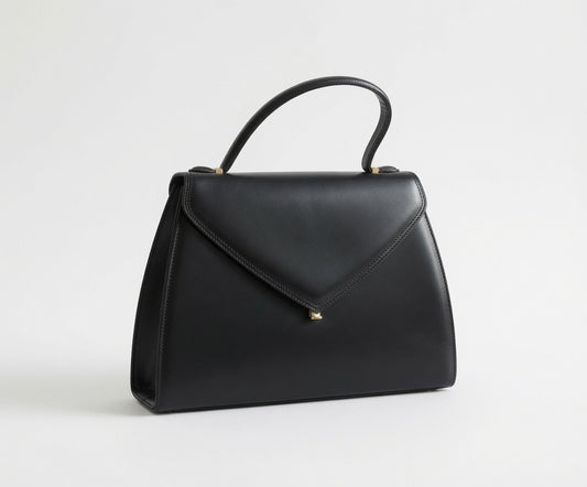Vintage Givenchy Black Leather Top Handle Tote Bag - additional view 2