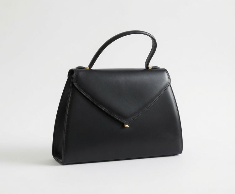 Vintage Givenchy Black Leather Top Handle Tote Bag - additional view 2