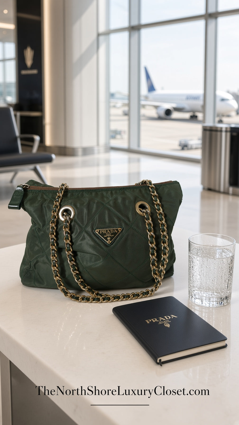 *New Pics* Vintage Prada Quilted Nylon Chain Shoulder Bag – Forest Green