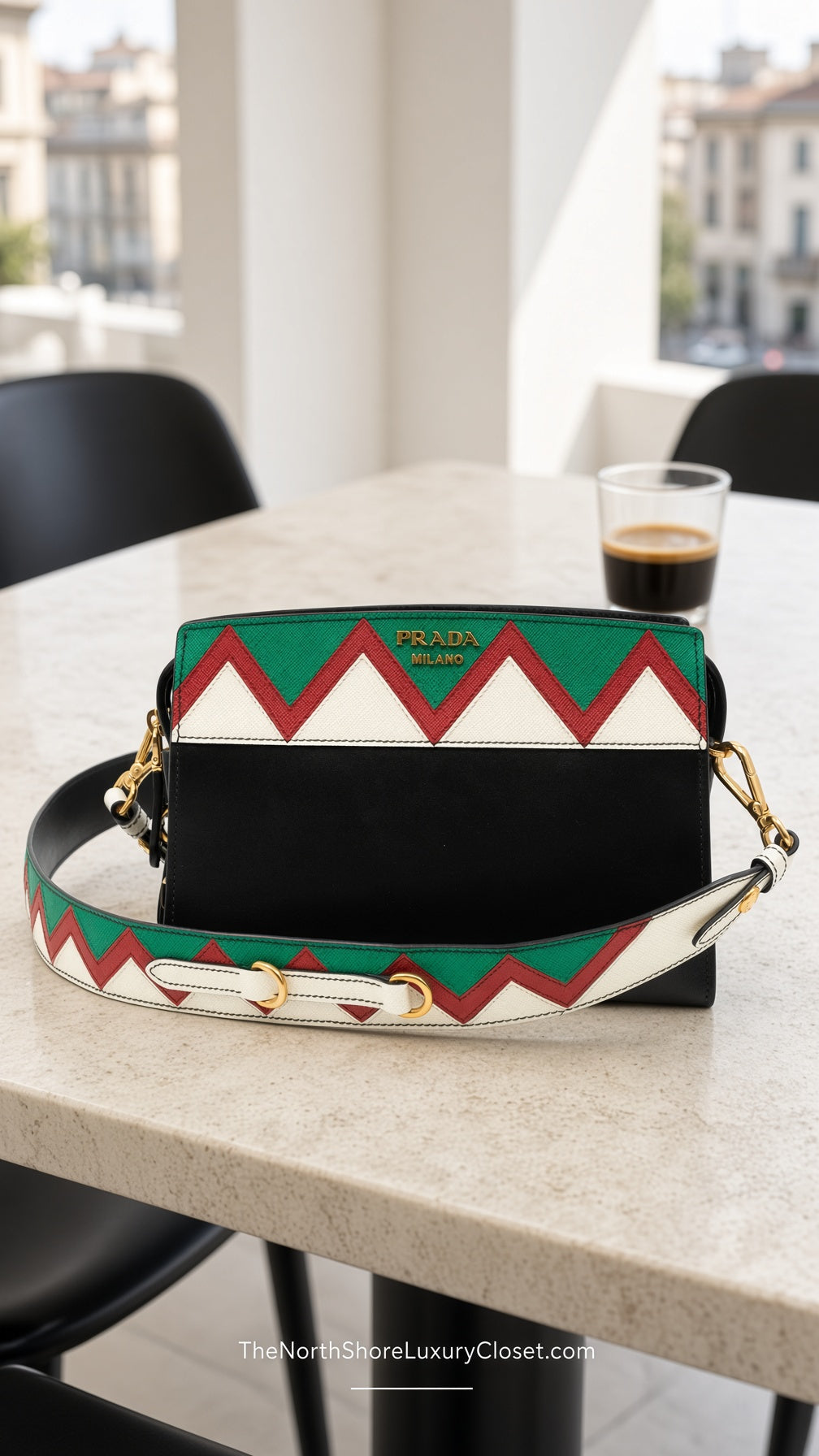 Prada Esplanade Greche Colorblock Leather Crossbody Bag