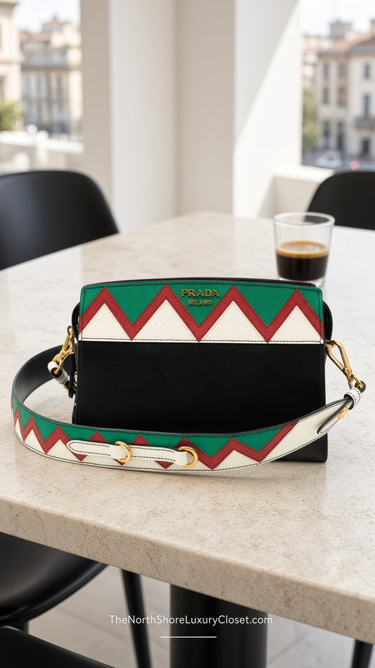 Prada Esplanade Greche Colorblock Leather Crossbody Bag