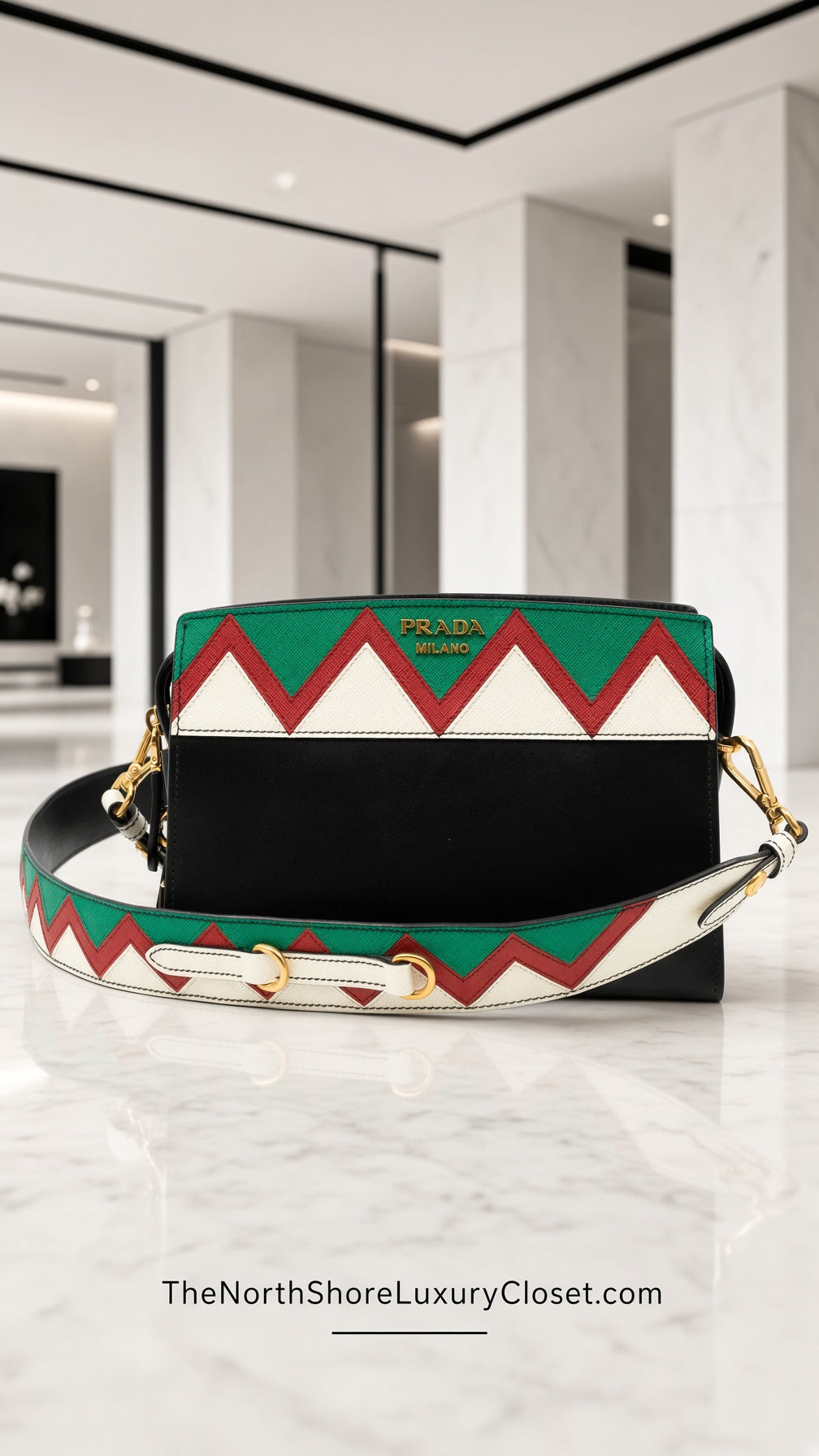 Prada Esplanade Greche Colorblock Leather Crossbody Bag