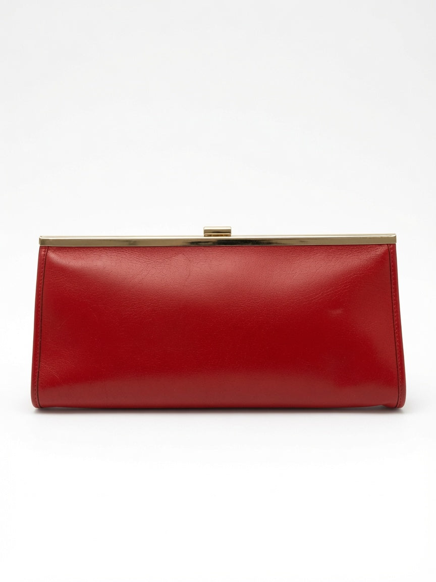 Vintage Christian Dior Red Leather Frame Clutch Evening Bag - additional view 12
