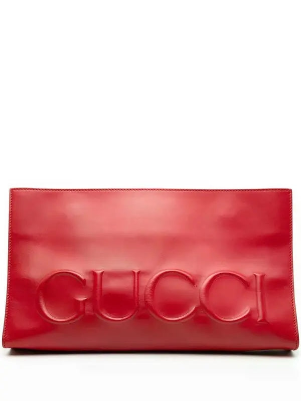 Gucci Red Logo Leather Clutch